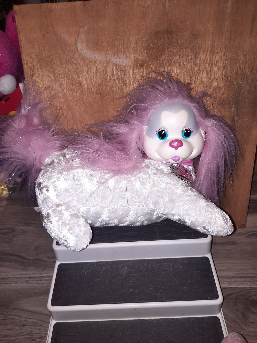 Plush Pink Fantasy Puppy Plush with Heart Face